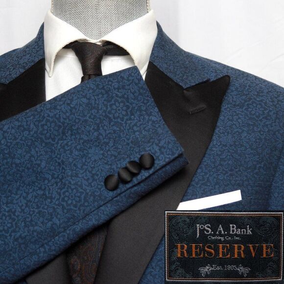 JOS A BANK Dinner Jacket 42R Blazer 1-btn Tailored Fit Floral Blue D050258 - Picture 1 of 12